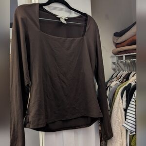 Square Neck Long Sleeve Top